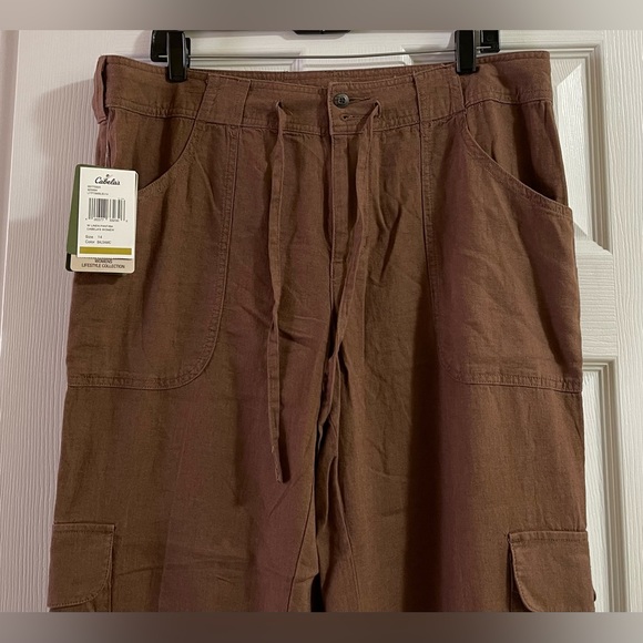 Cabela’s Women’s Linen Blend Cargo Pants Balsamic Brown Color Size 14 NWT - Picture 7 of 16